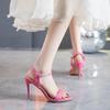 Shoes for Women 2026 Fashion Summer Outdoor Women's Sandals One-word Buckle Open Toe High Heels Dress Party Sandals Women