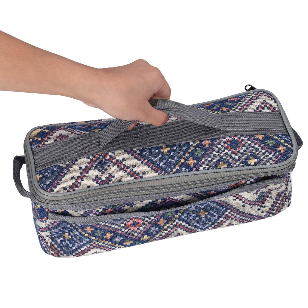 Camping Utensils Storage Bag Large Capacity Detachable Double   National   Tableware Bag with Handle for Outdoor