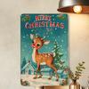 1pc Vintage Christmas Reindeer Iron Tin Sign, 8x12 Inches, Merry Xmas Wall Decor for Home, Bar, Cafe, School, Library, Garage