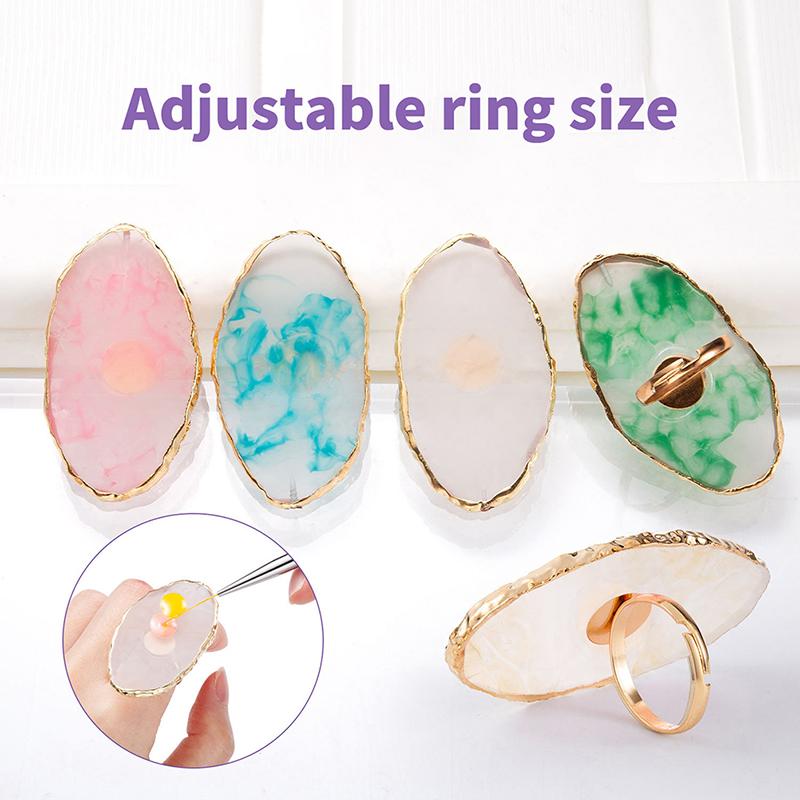 1Pc Resin Stone Nail Polish Palette Finger Ring Plate Nail Art Painting Diy Art