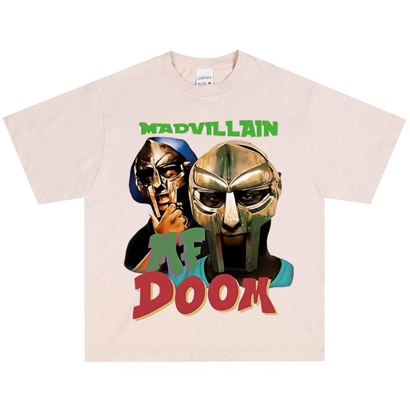 2026 MF Doom T-shirt Hip Hop Rap Mask Retro American Street Heavyweight Short Sleeve Vintage Trendy Comfortable