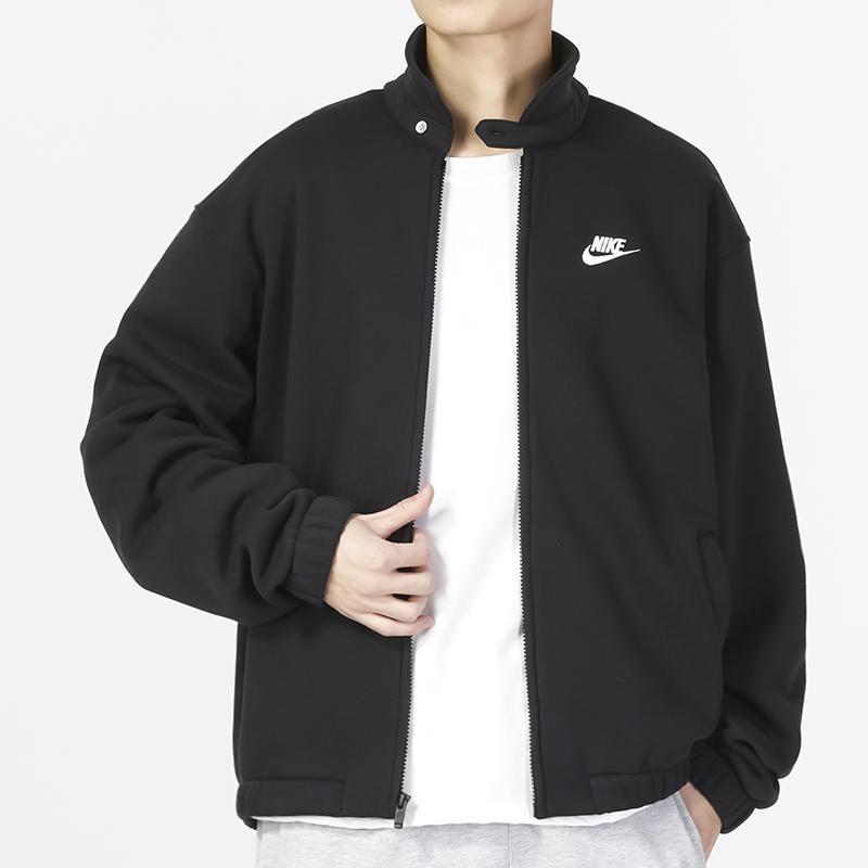 Nike Solid Color Logo Sport Casual Stand Collar Jacket Men Jackets Black DX0540-010