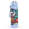 1PC Cool Fox Riding Motorcycle Cartoon Print 750ml Color Plastic Sports Water Bottle Leakproof Flip Straw Lid Suitable for Sports Office Home Use