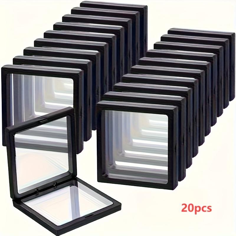 20 Pack 3D Floating Display Cases - Dustproof Acrylic Jewelry Storage Boxes with Elastic Film, Transparent Hanging Organizer - Jewelry Gift Box