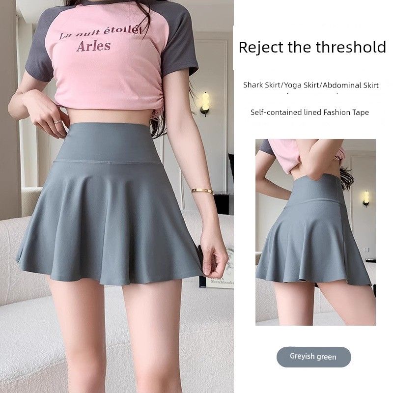 

Ceperphu Open Crotch Yoga Pants Women s Outdoor Convenient Free off Fake Two-Piece Skirts Invisible Zipper Second off Leggings Greyish green XL