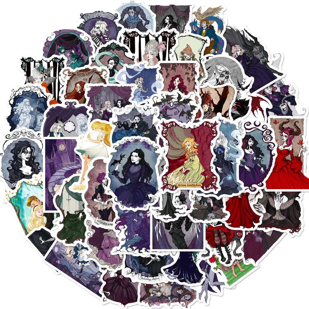 T01040492 Clearance 50 Sheets Of Black Fairy Tale Series Stickers Dark Wind Stickers Personalized Decorative Stickers Notebook