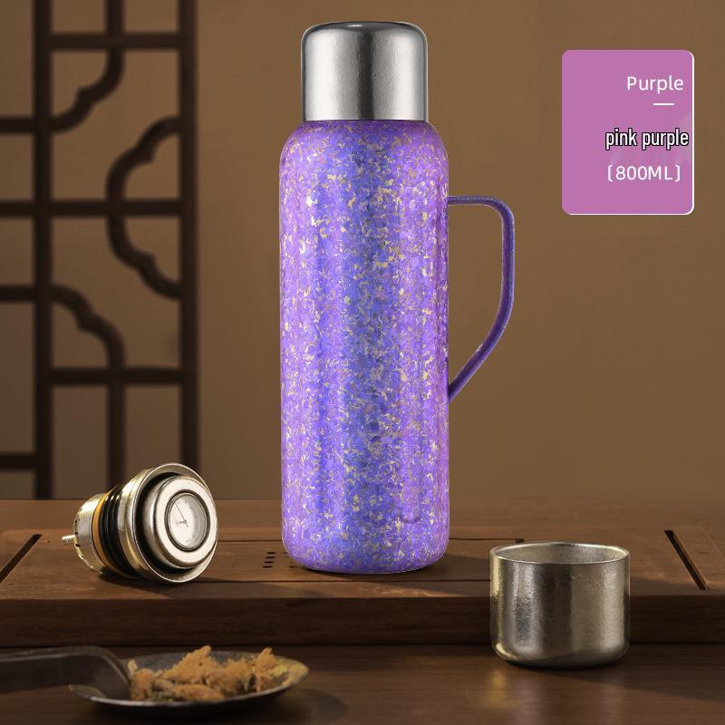 Luxury Titanium Insulated Cup Set with Tea Separator for Men & Women - Portable Design with Handle