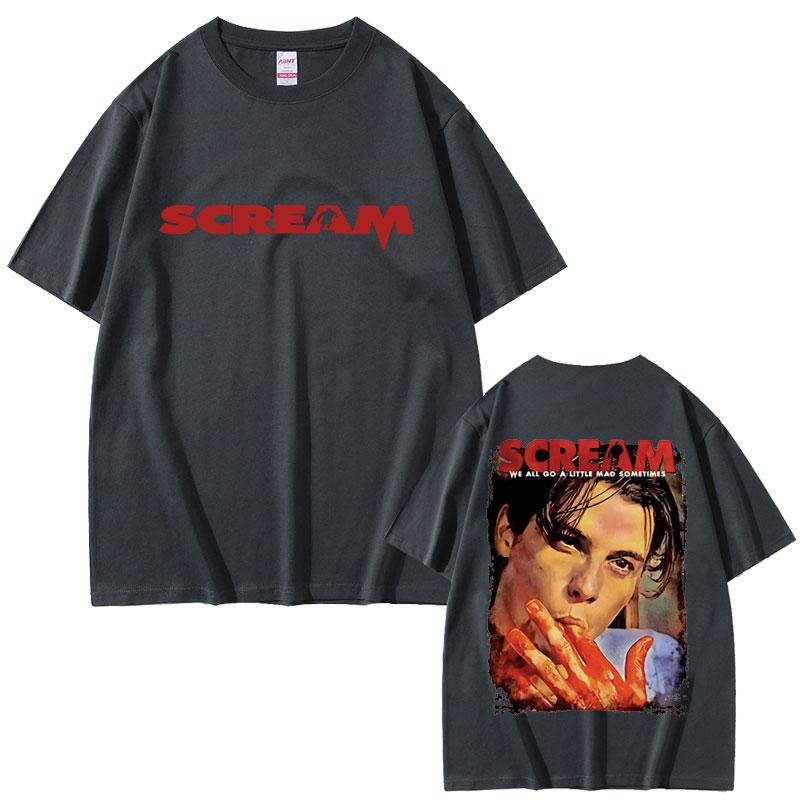 90s Horror Movie Scream Graphic Summer Tshirts Billy Loomis Print Tshirt We All Go A Little Mad Billy Halloween Men T Shirts