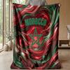 Morocco Football Printed Flannel Blanket Skin Friendly Warm Decorative Throw for Indoor Couch Bed Daily Use
