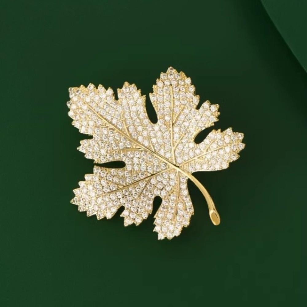 Trendy Jewelry Rhinestone Maple Leaf Brooch Vintage Maple Leaf Pin Party Accessories