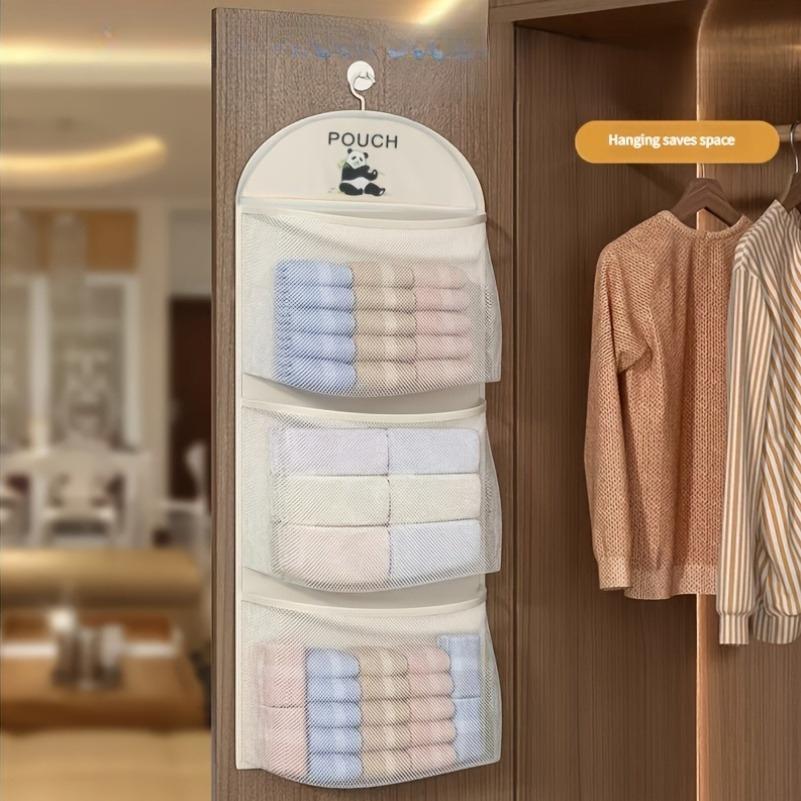 Hanging storage bag, suitable for storing underwear, socks and bras, wall-mounted storage bag, transparent grid design