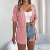 Damen Frühling Sommer Solide Check Pullover Strickjacke Elegante V-Ausschnitt Lose Strickoberteile