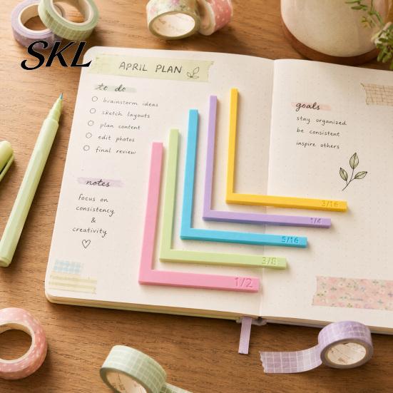 Precision Layering Guide for Scrapbooks 5 Pcs Paper Crafting Alignment Guides with Storage Case, Matting Art Spacers, Color-Coded L-Shaped Ruler Size