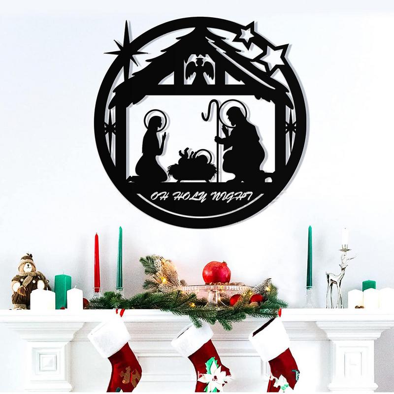 Metal Doğum Sahnesi Noel Demir Doğum Sahnesi Duvar Süsü Rustik Dekorasyon İç Mekan Dış Mekan İsa'nın Doğuşu Duvar Sanatı İçin