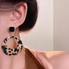 Geometric Leopard Print Hoop Earrings with Retro Fabric Wrap