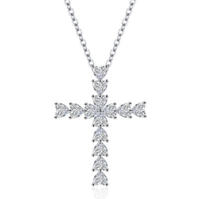 [AVANCE] Cross Necklace with Zirconia Stone, Sparkling Silver, for Women