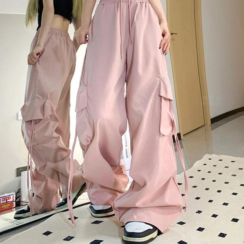 Solid Color Women's Spring Autumn Plus Size Dopamine Loose Wide Leg Elastic Waist Pants Thin Breathable Work Pants