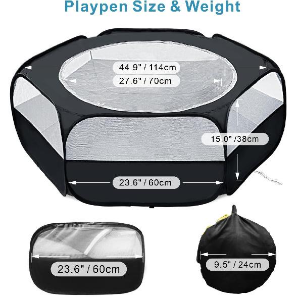 Small Animal Playpen with Cover, Portable Pop Up Pet Enclosure for Rabbits, Guinea Pigs, Hamsters, Chinchillas, Ferrets & Kittens, Indoor Outdoor