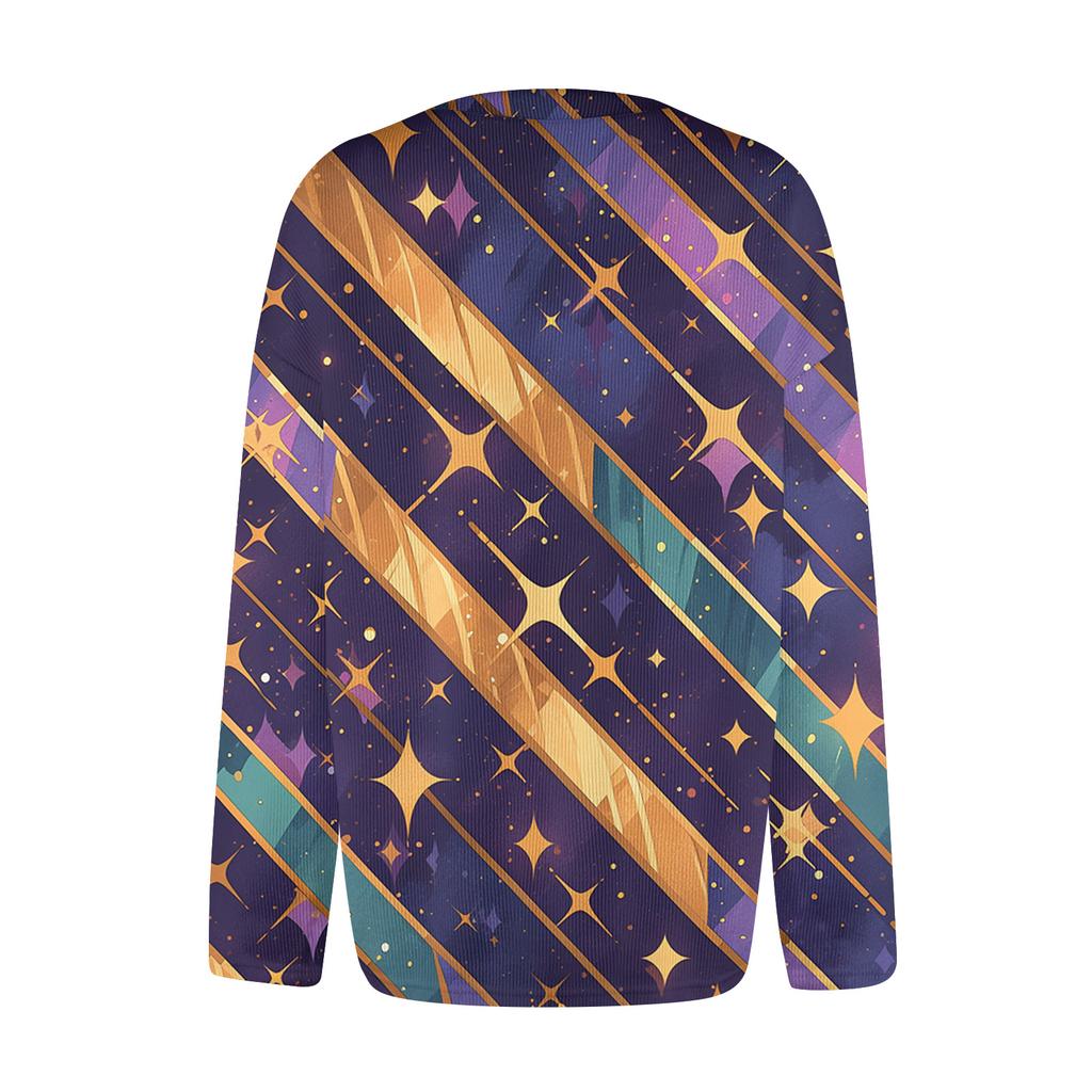 Women's Fashion Printed Long Sleeve Knitted Cardigan Button Down Jacket