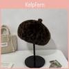 Britischer Vintage-Baskenmütze mit Leopardenmuster und Plüschmaterial für Herbst- und Wintermode