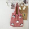 Vacation Canvas Shopping Bag Panda Doll Office Worker Handbag Casual Plaid Shoulder Bags  Outdoor