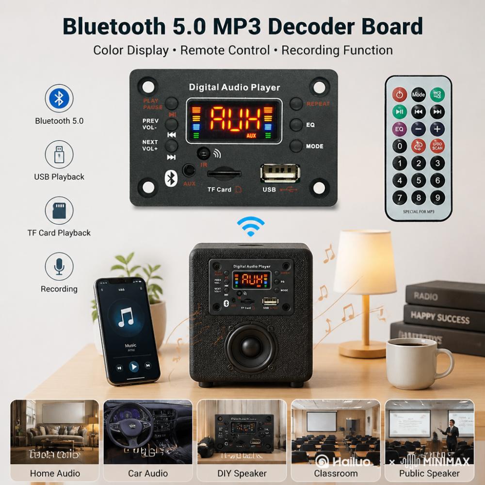 Bluetooth 1.1 MP1 Decoder Board 1*11W 81W Amplifier Audio Player 11V DIY MP1 Player Car FM Radio Module TF USB Mic Record Call
