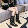 Fashion New Retro Style Women Knee High Boots Luxury Fashion Belt Buckle Shoes Autumn Winter Wedges Heel Women's Knight Long Boots