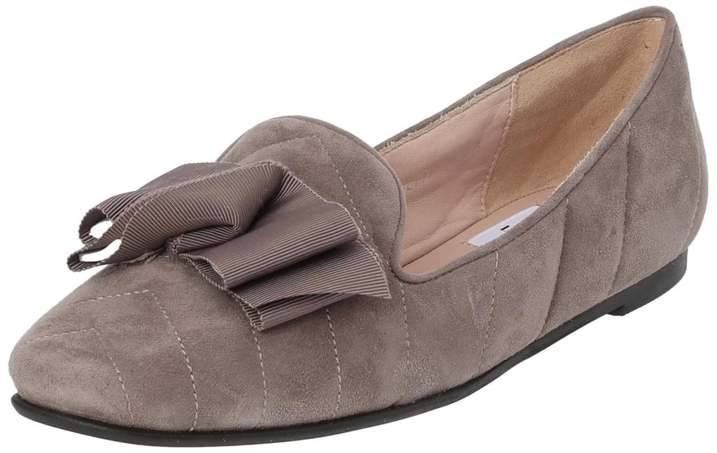 Lanvin En Bleu Women's Quilted Cutter Pumps with Ribbon Motif, Oak Suede, Size 24.5cm, E