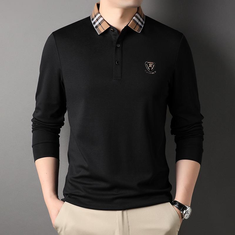 

Мужские футболки с длинными рукавами для молодежи и среднего возраста, модные и повседневные однотонные хлопковые рубашки-поло, тонкие свободные и простые нижние рубашки XXXXL
