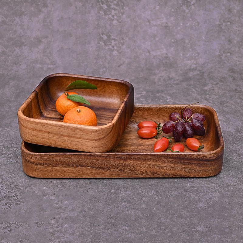 Round Wooden Grid Plate Universal Fruit Gossip Wooden Plate Simple Walnut Plate