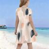 Little Girls Round Neck Short Sleeve Watercolor Printed A Line Flared Dress