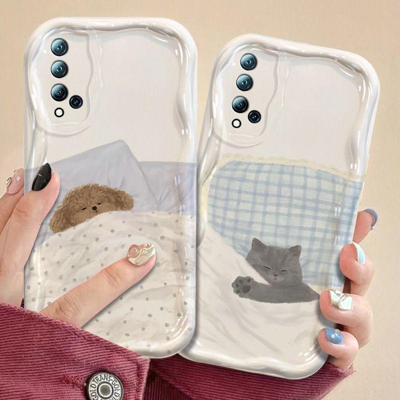 Case For iPhone 17Air 16E 17 16 Pro Max 15 Plus 11 PRO Max Cute Sweet Animals Dog Cat Wave Side Cartoon Soft Silicone Cover