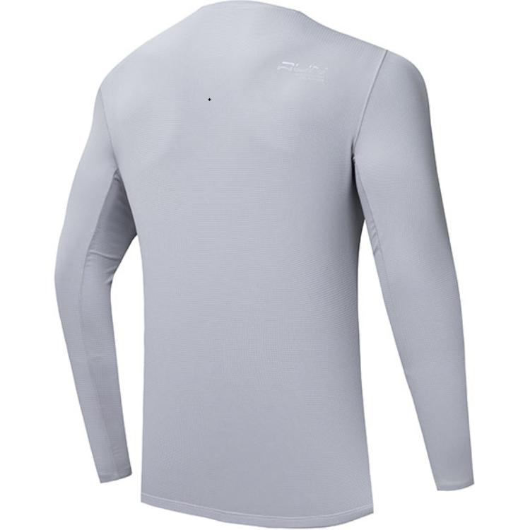 Anta Camiseta Confortável Casual Cor Sólida Manga Longa Masculina Tops Cinza Pombo 952525401-3