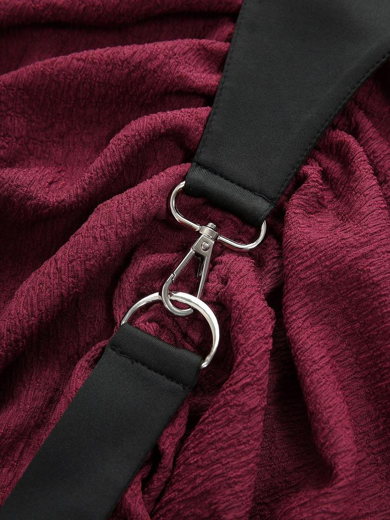 Rosegal Plus Size Ruffles Grommets Buckle Steampunk Plisse Skirt