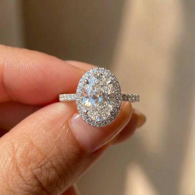 

925 Sterling Copper Oval Wedding Rings For Women Luxury Promise Engagement Bridal Fine Zircon Cubic Zirconia Anniversary Ring 10 мідний
