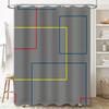 Contemporary Geometric Design Shower Curtain Waterproof Fabric For Bathroom Decor In Gray With Red And Blue Accents (72 X 84 Inc