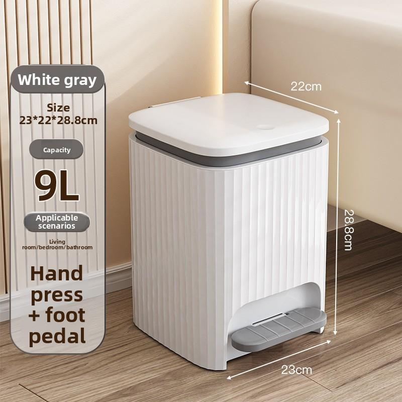 9/12L Wastebasket Pressing Type Recycle Bin with Pedal Lid Luxury Large Capacity Trash Bin Home Use Bathroom Kitchen Trash Can