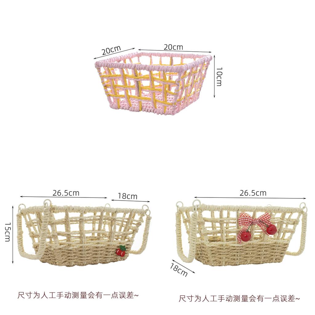 Style Handmade Paper Rope Woven Storage Basket For Jewelry And Snacks Organizer