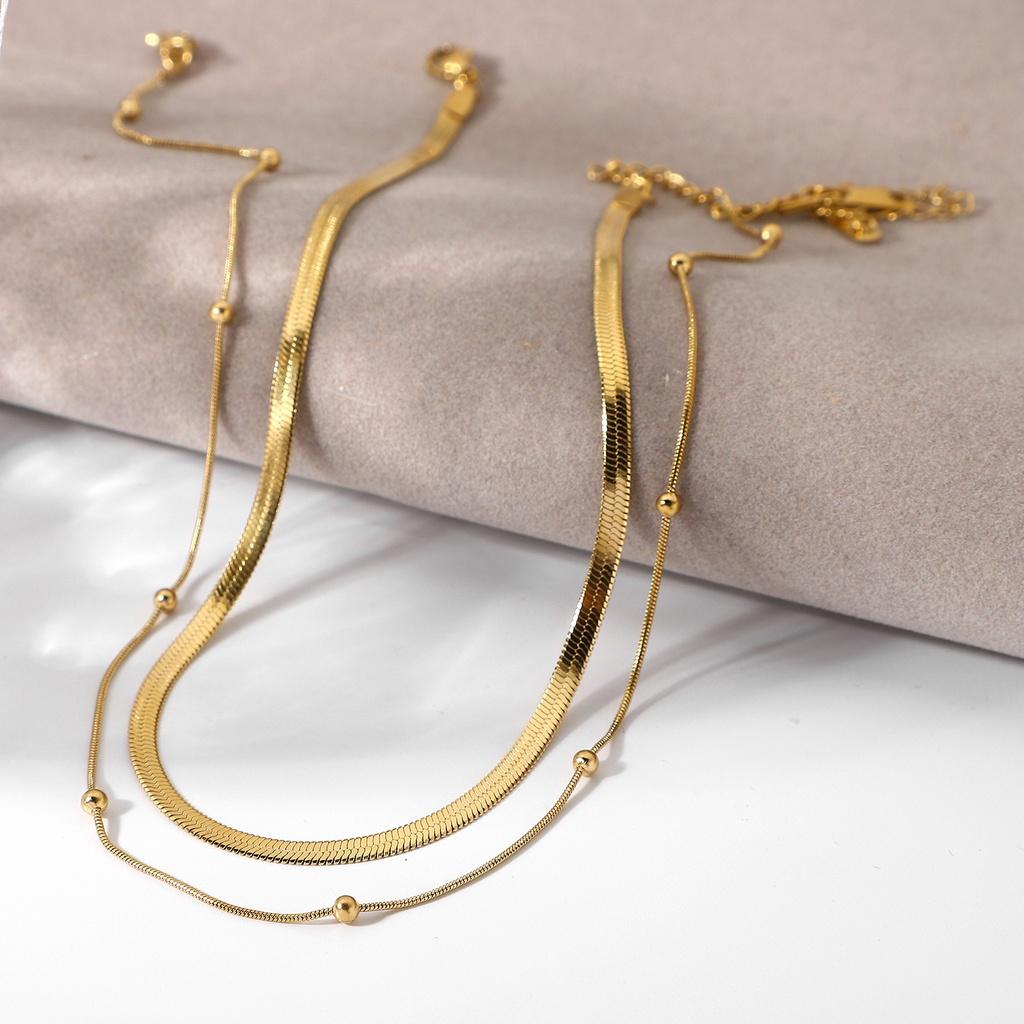 Steel Trendy Stainless Necklace 14k Goldplated Beaded Chain Jewelry Womens Snake Necklace Chain