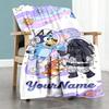Bluey 86 Customize Your Name Blanket Lightweight Customizable Blanket Soft & Cozy Suitable for Chair Nap Living Room Bedding All-Season Use