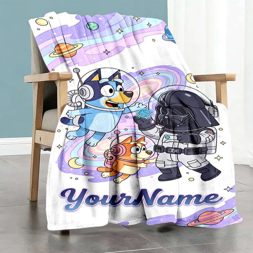 Bluey 86 Customize Your Name Blanket Lightweight Customizable Blanket Soft & Cozy Suitable for Chair Nap Living Room Bedding All-Season Use