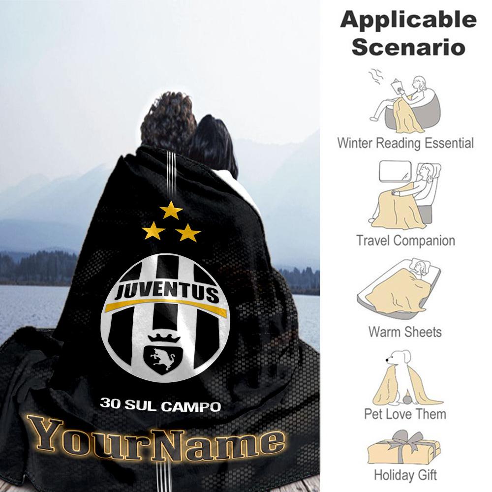 Juventus Customize Your Name Blanket Multi-purpose Customizable Blanket Comfortable Throw For Office Chair Livingroom Living Room Couch
