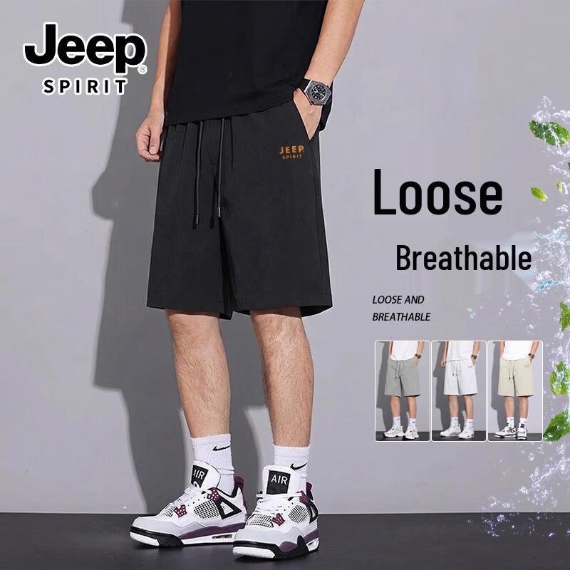 

JEEP SPIRIT Men s Casual Letter Graphic Shorts L