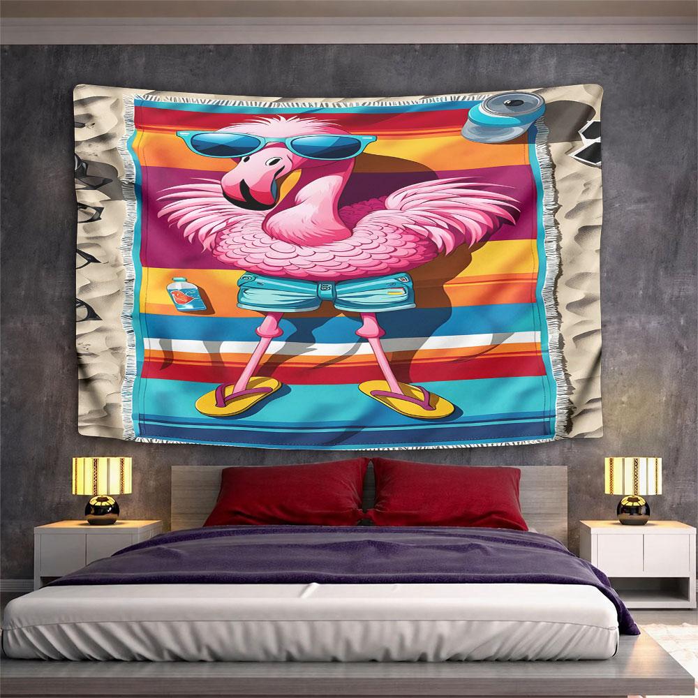 Cool Flamingo in Summer Beachwear Pattern Wall Hanging Tapestry Decorative Tapestry Home Decor for Bedroom and Living Room