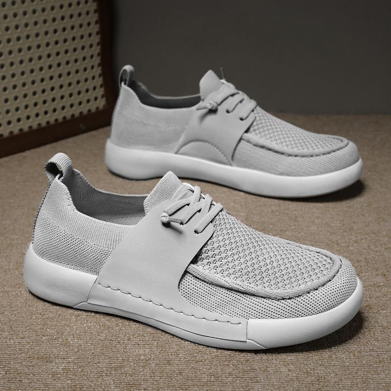 

Large Size Men Shoes Summer Soft Sole Non Slip Fashion Slip on Breathable Casual Shoes Lightweight Comfortable Cross Tied Flats 39 серый