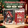 4Pcs/Set Santa Claus Christmas Gel Pen Christmas Keychain Christmas Coil Notebook  Holiday Gifts