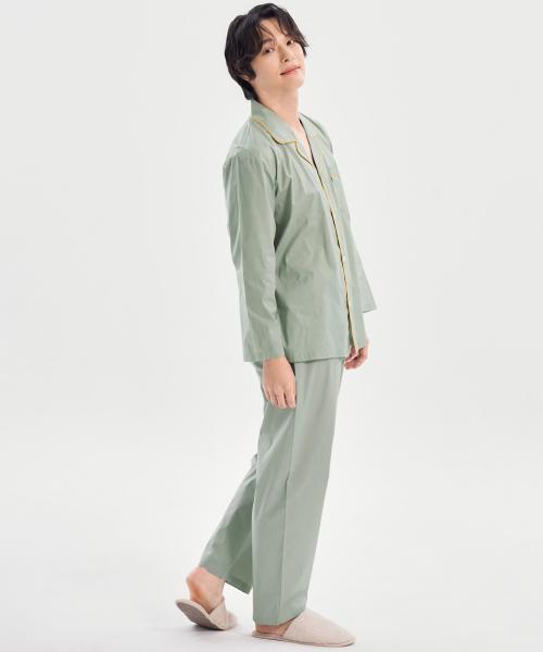 [May Flower] Classic Mint Long Sleeve Pure Cotton Men's Plus Size Pajamas Set [Shipped from Korea] 100% Authentic