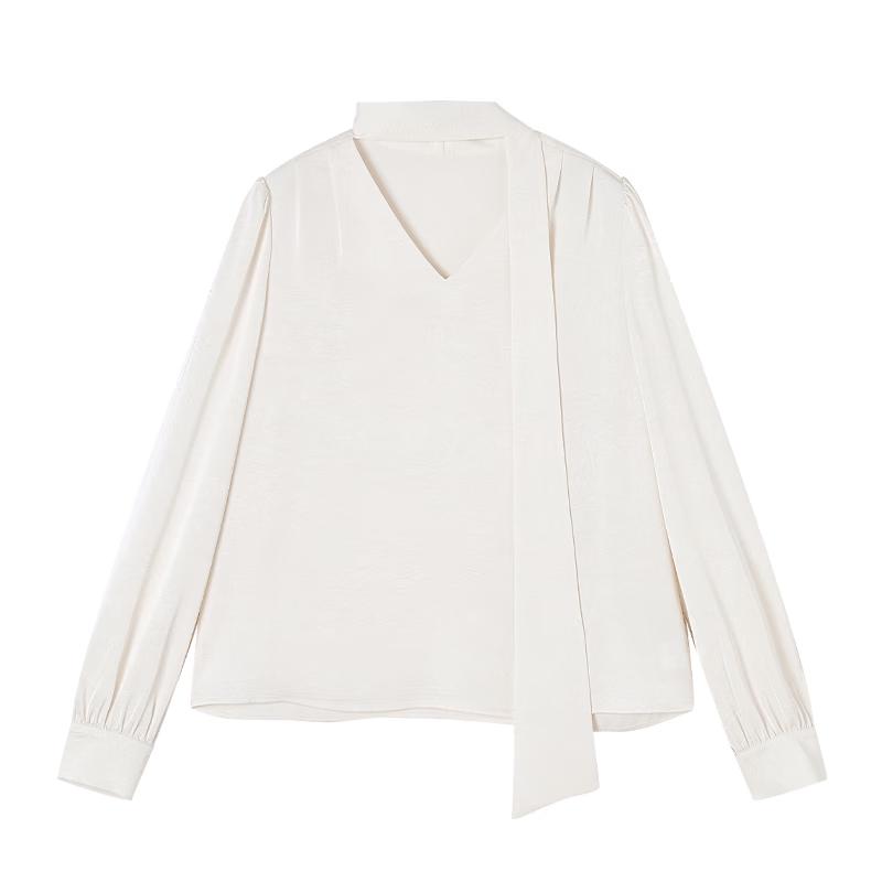 Women s French V-Neck Tie-Neck Blouse XL