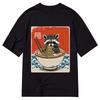 Raccoon Eating Raunisex Japanese Art Tshirt Unisex Unisex Cute Ukiyoe Style Print Oversized Casual Streetwear Short Sleeve Tee Tops