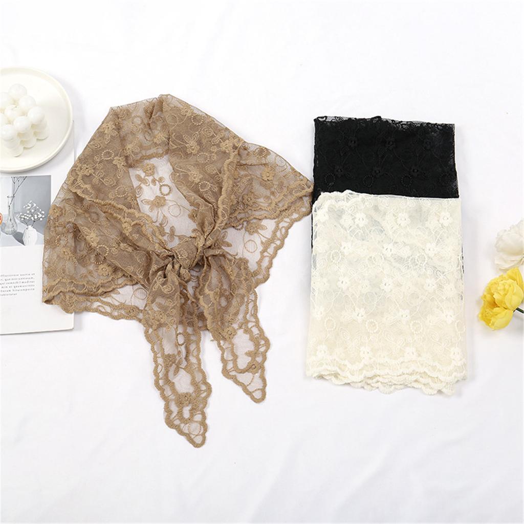 Ethnic Lace Head Scarf for Women Girls Hair Scarf Bandanas Headpiece Turban Hairband Floral Neckscarf Head Accessories